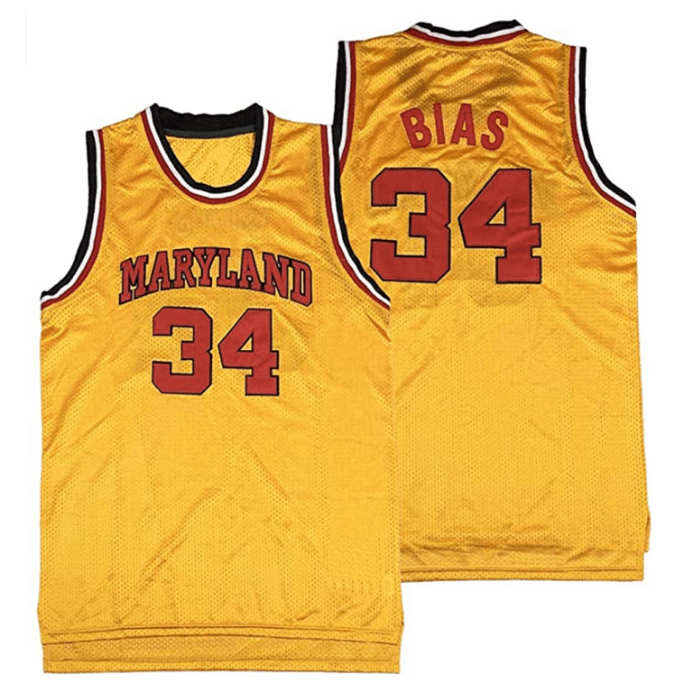 Your Team Len Bias 34 Stitched Movie Basketball Jersey for Men Summer Shirt  Yellow 