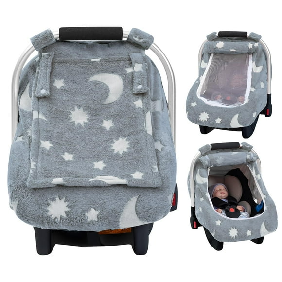 Funda de asiento de coche para bebé Kaseeous, de felpa, que brilla en la oscuridad