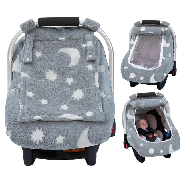 Funda de asiento de coche para bebé Kaseeous, de felpa, que brilla en la oscuridad