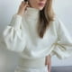 thumbnail image 5 of Suéter casual de moda de cuello alto con mangas abullonadas de color sólido para otoño e invierno para mujer de Europa y América, 5 of 5