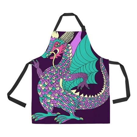 

ECZJNT bright fairy dragon Adjustable Bib Kitchen Apron with Pockets for Women Men