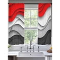 thumbnail image 3 of Red Black Ombre Semi Sheer Curtains 63 Inch Length 2 Panels Set, Modern Abstract Moire Art Geometric Sheer Kitchen Curtain Privacy Voile Window Curtain for Living Room Bedroom Rod Pocket Drapes, 3 of 7