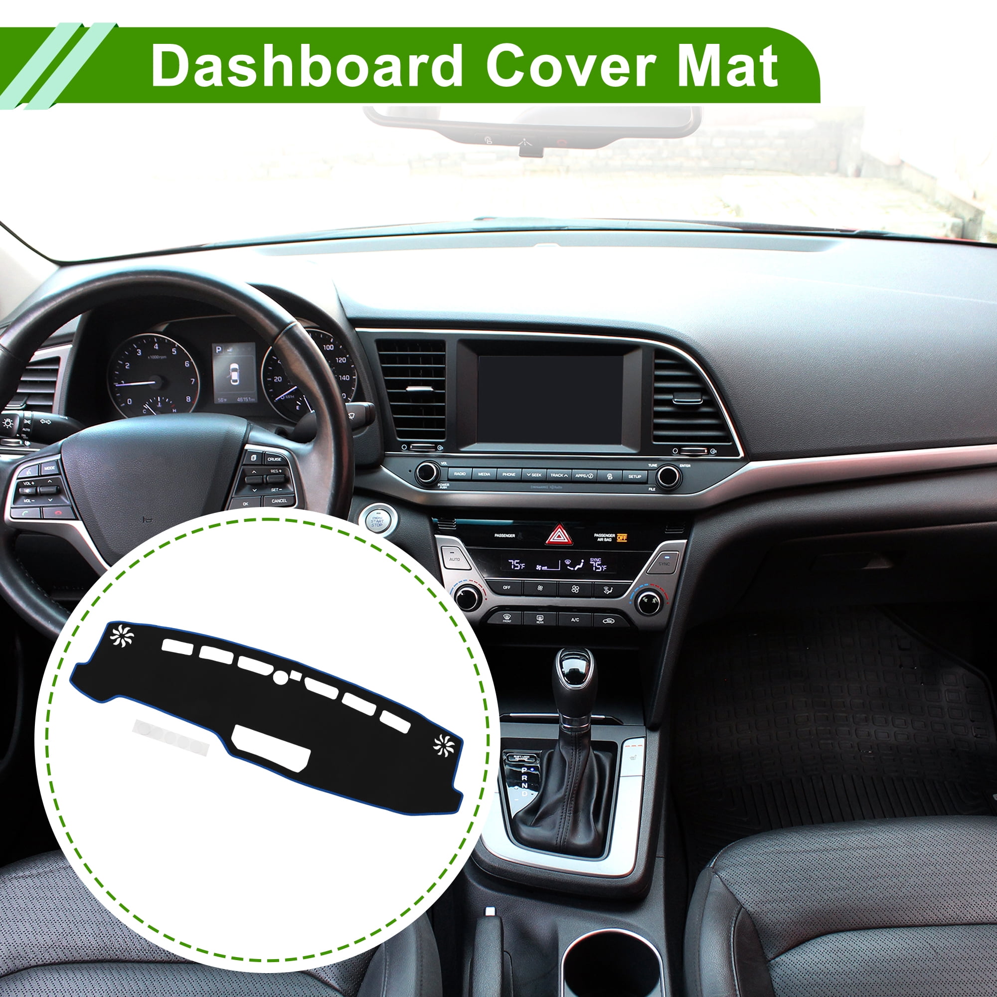 Unique Bargains Dash Cover Mat Carpet Center Console Polyester for Ford Black Blue