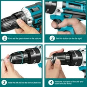21V Cordless Drill Set, UNTIMATY Power Drill Set with Battery and Charger, Electric Drill Home Improvement, 3/8 Keyless Chuck, 25+3 Torque Setting, Drill Bits, LED&Variable Speed