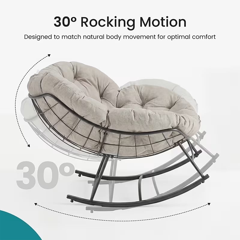 Simenmax Oversized Padded Egg Rocking Chair – 450 lbs Capacity, Anti-Slip Quiet Rocker for Bedroom, Living Room, Balcony & Garden,Beige