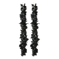 geerera 2pcs 67 Inch Black Artificial Maple Leaf Garland, Gothic Vine Decor for Autumn Harvest Thanksgiving Christmas Parties, Indoor Outdoor Hanging Decorations