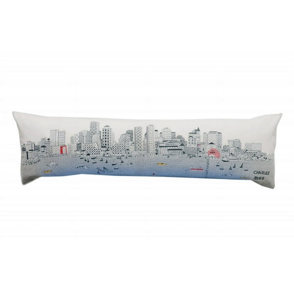 45" White Boston Daylight Skyline Lumbar Decorative Pillow