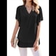 thumbnail image 1 of Blusas de Corta con Cuello en V para Mujer, Blusas Florales de Doble Capa de , Túnicas, Tops Negro S, 1 of 9