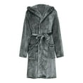 thumbnail image 4 of Women Robes Plush Robes For Women With Warm Fleece Hooded Bathrobe Soft Long Spa Robe With Pockets Woman Flannel Pajamas, 4 of 7