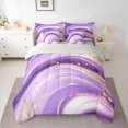 thumbnail image 2 of Feelyou Marble Ombre Adult Twin Bedding Sets 7-Piece, Deamy Abstract Stripe Bedding Comforter Set, Fashion Purple Reversible Sheet Sets, Microfiber Bedroom Decor, 2 of 7