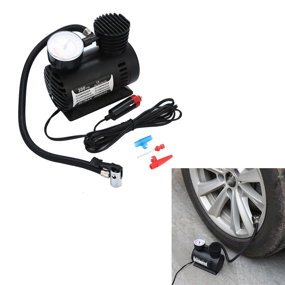 12V CAR COMPACT INFLATOR MINI TYRE AIR COMPRESSOR PUMP WITH TORCH MOTORCYCLE VAN 