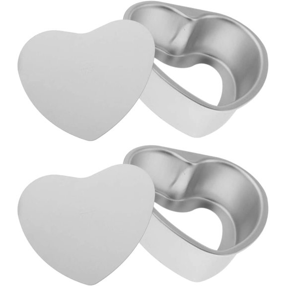 ABCISI Deep Heart Cake Pan with Removable Bottom 6",2 PCS Aluminum Push Pan Cheesecake Pan Chiffon Cake Mold for Oven Baking