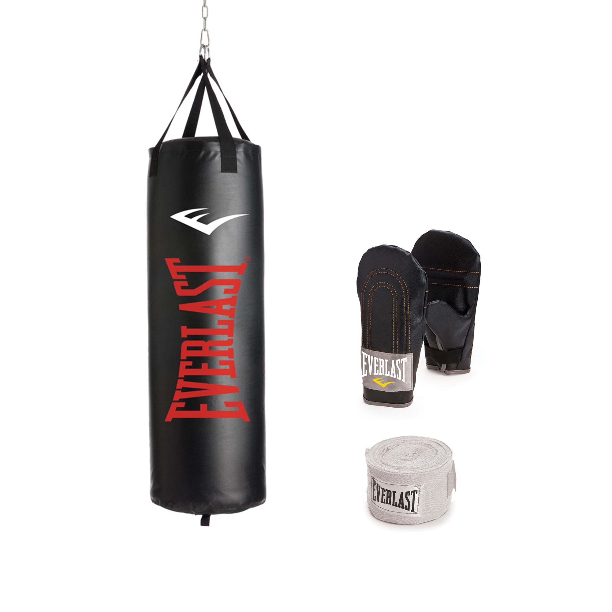 Everlast 100 lb Heavy Bag Kit With Single-Station Stand Value Bundle Gloves Wrap 