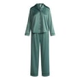 thumbnail image 5 of Joyspun Women’s Stretch Satin Notch Long Sleeve Top and Pants Pajama Set, 2-Piece, Sizes XS-3X, 5 of 5