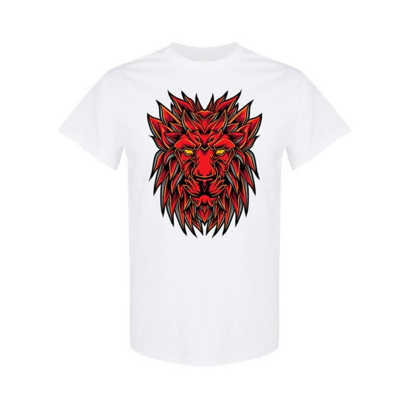 Red Lion Head Graphic T-Shirt Men -Image by Shutterstock, Male Small