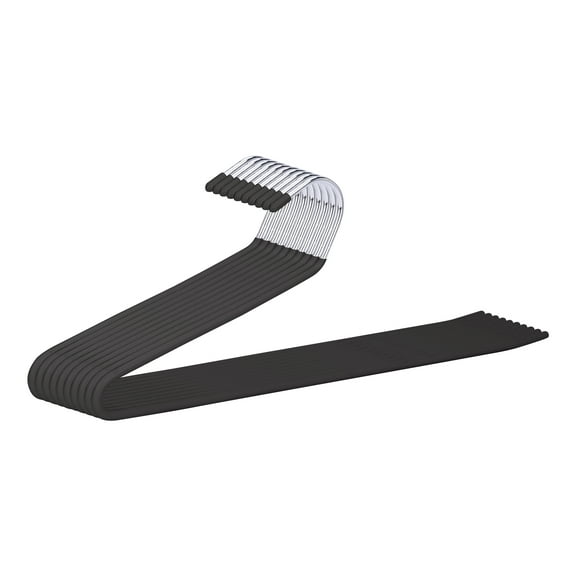 Unique Bargains Metal Clothes Hangers Open-Ended Non-Slip Hangers 10 Pcs Black