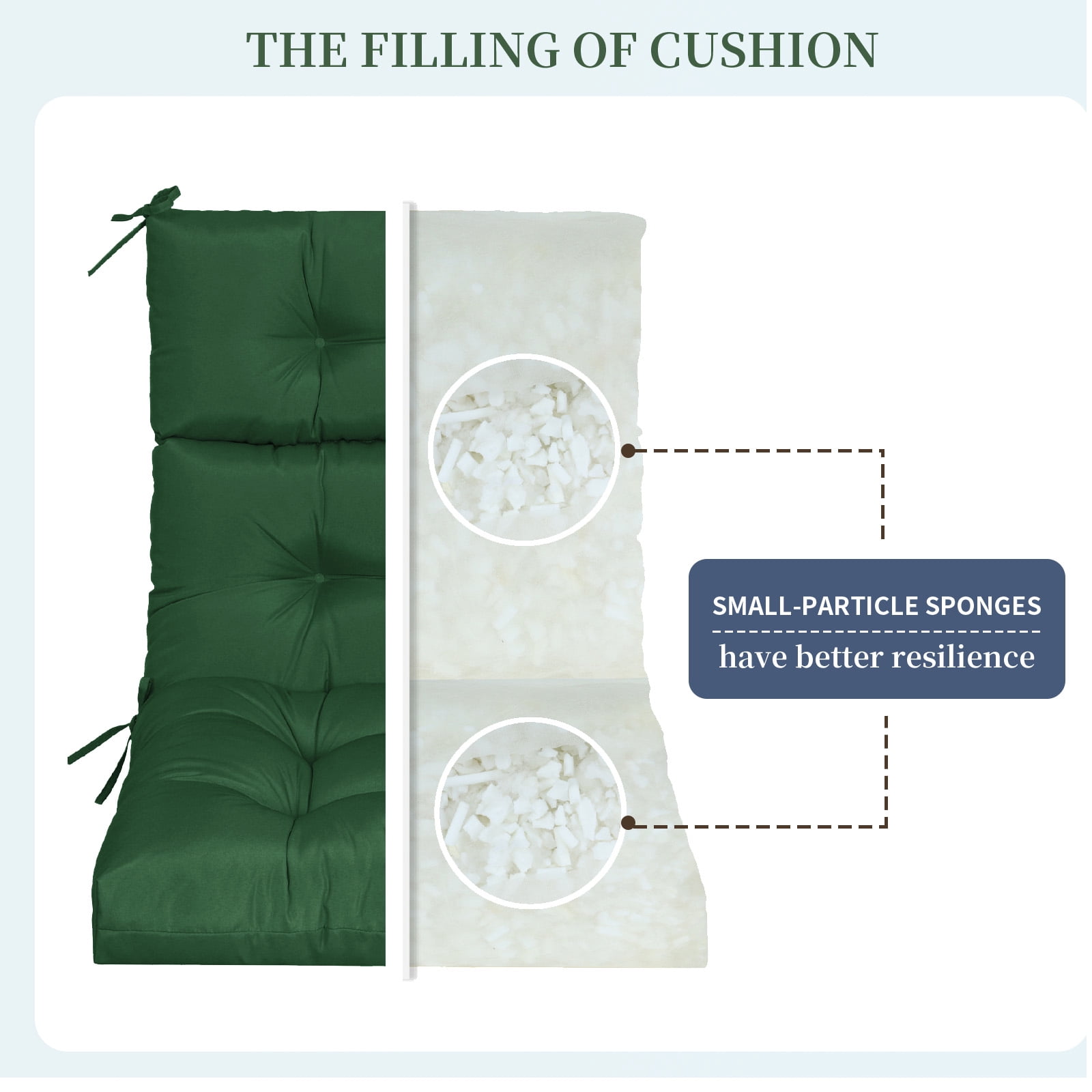 2-Pack High Back Outdoor Chair Cushions, Waterproof & Fade-Resistant Tufted Patio Chair Cushion for Rocking Chairs Adirondack Garden Porch Home Office Chair Use - 44" x 22" x 4"