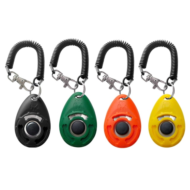 Clicker de entrenamiento para mascotas HoAoOo, paquete de 4 con correa para la muñeca