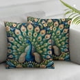 thumbnail image 2 of GOSMITH High-Quality 2-Piece Short Plush Pillowcase Blue Green Peacock White, 2 of 6