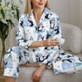 thumbnail image 6 of Honeii Playful Penguins and Snowmen Print Women's Pajama Sets Long Sleeve Button Down Sleepwear Nightwear Soft Pjs Lounge Sets 2PCS-X-Large, 6 of 7