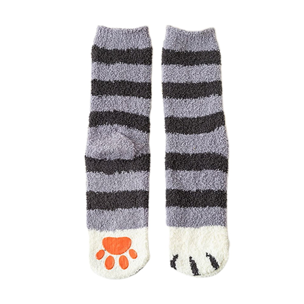 Women Fashion Cotton Socks Cute Cat Claw Coral Thickening Warm Sleep Home Socks Floor Socks Soft Crew Socks 
