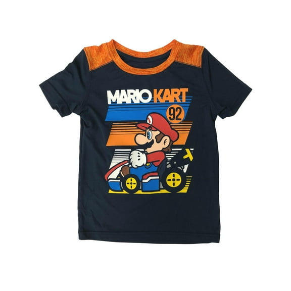 Mario Kart Boys Navy Blue & Orange Silky T-Shirt Tee Shirt 8