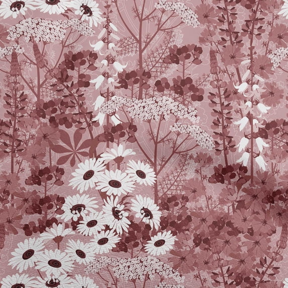 oneOone Cotton Cambric Red Fabric Asian Floral Botanical Flower Dress Material Fabric Print Fabric By The Yard 42 Inch Wide