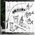 thumbnail image 4 of Ambesonne Fish Shower Curtain, Hand Drawn Animals, 69"Wx84"L, Black White, 4 of 5