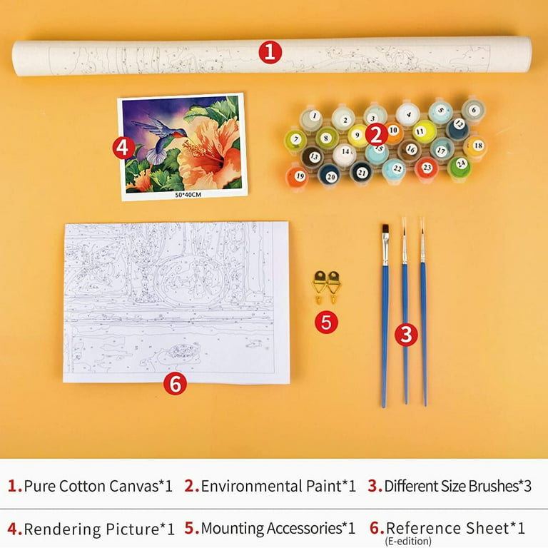 TISHIRON Paint by Numbers for Adults,16x20 inch Canvas Wall Art Hummingbird  and Flowers Oil Painting by Numbers Kit for Home Wall Decor (Frameless) 