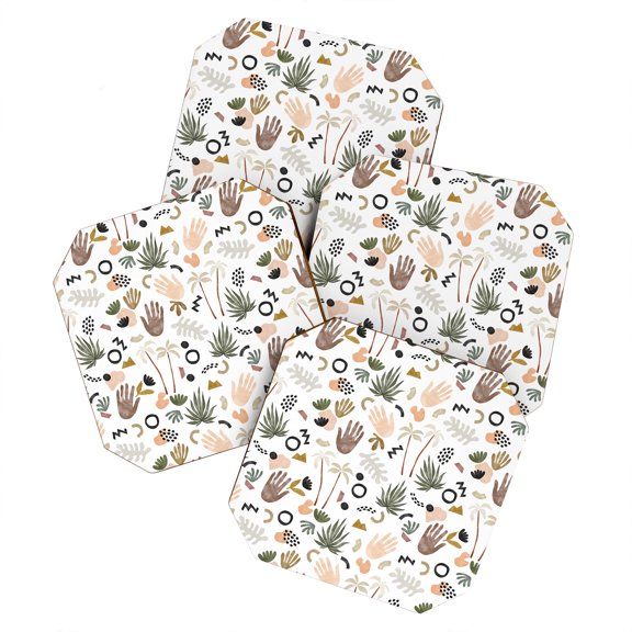 Society6 Marta Barragan Camarasa Modern Tropical Shapes Set of 4 Coasters