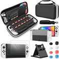 thumbnail image 1 of Carrying Case and Protective Cover, Accessories Kit Compatible with Switch OLED, Portable Travel Case, Cover for Switch OLED, Screen Protector, Thumb Caps - White, 1 of 5