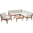 thumbnail image 2 of Noble House Grenada Extérieur Acacia Bois 6 Places Sectionnel Canapé Set Teck/beige, 2 of 11