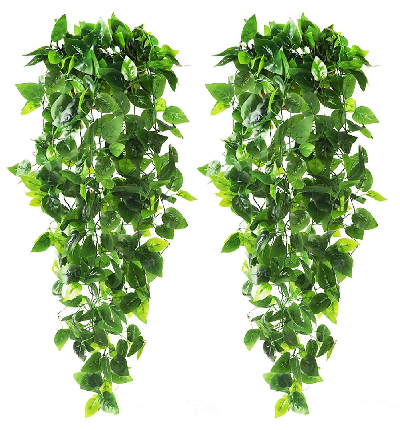2PCS Artificial Vine Ivy Plants Leaves Fake Garland Hanging For Garden Wedding 