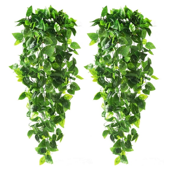 CEWOR 2pcs Artificial Hanging Plants 3.6ft Fake Ivy Vine Fake Ivy Leaves for Wall House Room Patio Indoor Outdoor Decor (No Baskets)