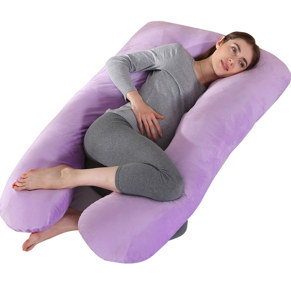 Extra Comfort U-Shaped Pregnancy Pillow Case Maternity Full Body Support Purple 