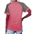 thumbnail image 2 of Short Sleeved Summer Women Patchwork Color Block Raglan Shirt Tops, 2 of 3