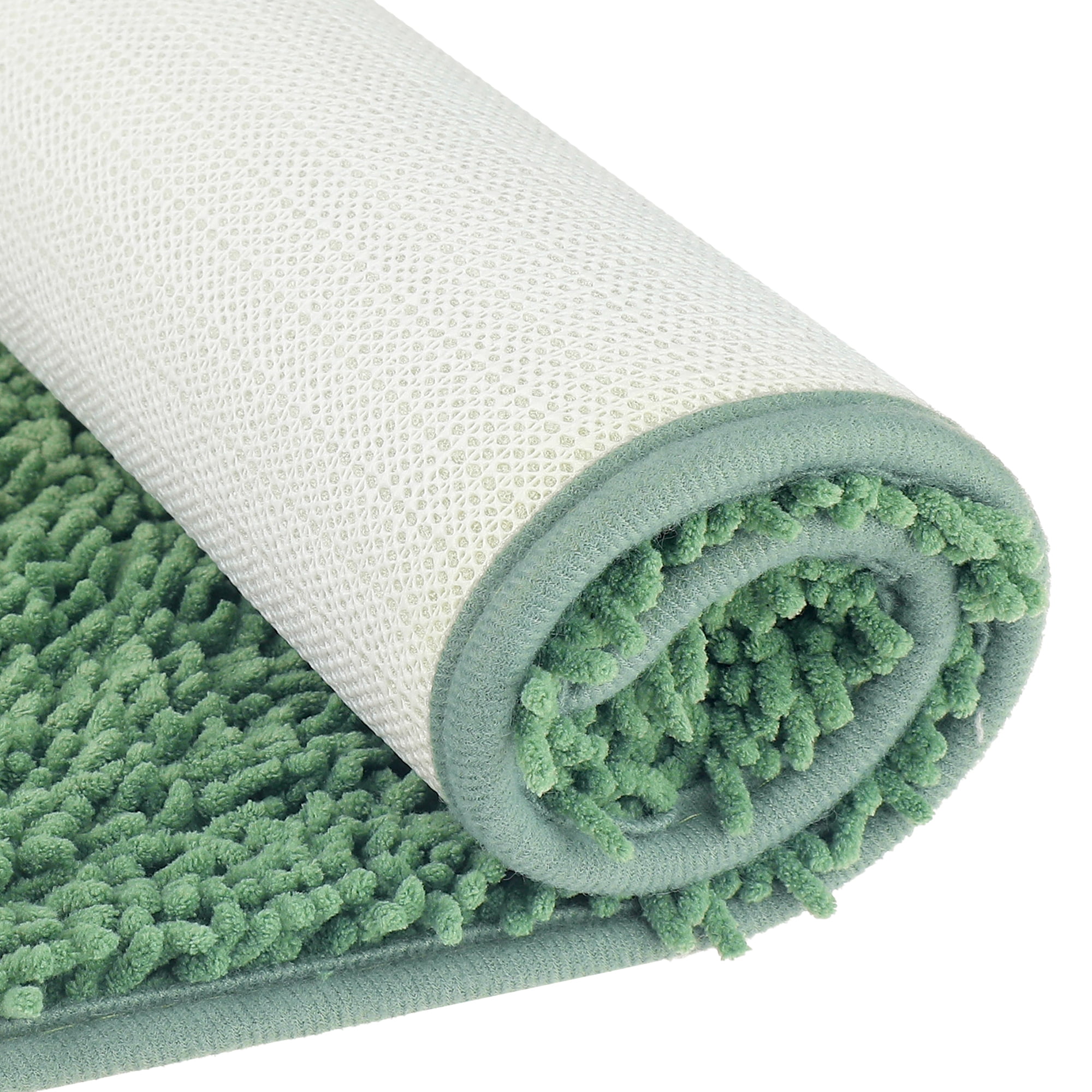 Unique Bargains Non-Slip Soft Fluffy Shag Washable Plush Bath Rugs for Bedroom Green-1 16"x24"