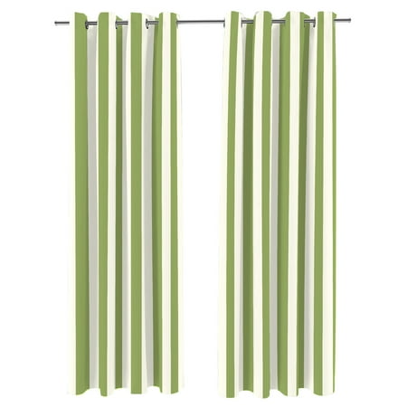 Jordan Manufacturing 54" x 96" Sage Green Stripe Grommet Semi Sheer Outdoor Curtain Panel