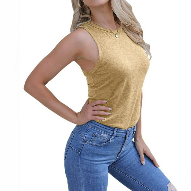 UPPADA Womens Tank Tops Summer Racerback Solid Beach Vacation Tops Loose Athletic Sleeveless Shirts Cami Ribbed Tank Tops Trendy Casual Slim Fitted Knit Basic Tee Blouses, Big Deal Days
