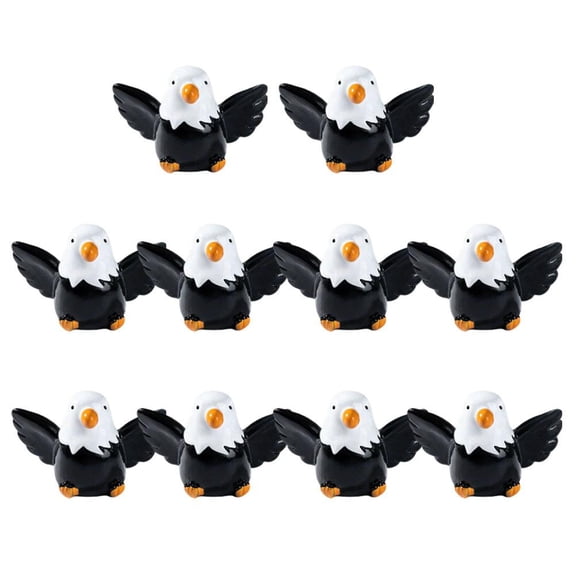 Mini Resin Bald Eagle Figurines, Patriotic Tiny Bird Ornaments for Fairy Gardens & Decor