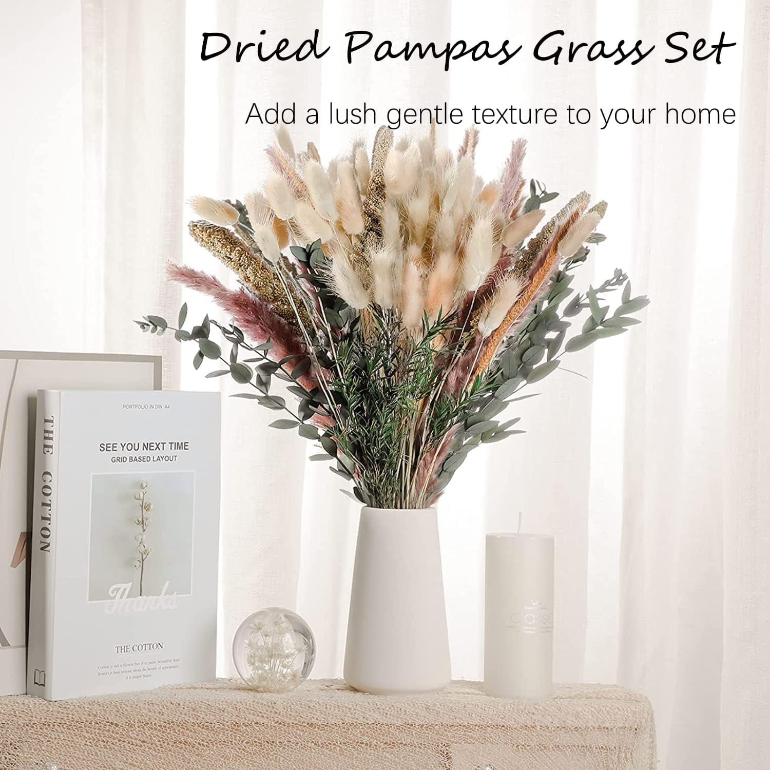 Décoration De Pampa Séchée Naturelle, 85 Bâtons Bouquet Séché Herbe De Pampa, Plantes Décoratives Décoration Boho Pour Maison, Mariage, Fête