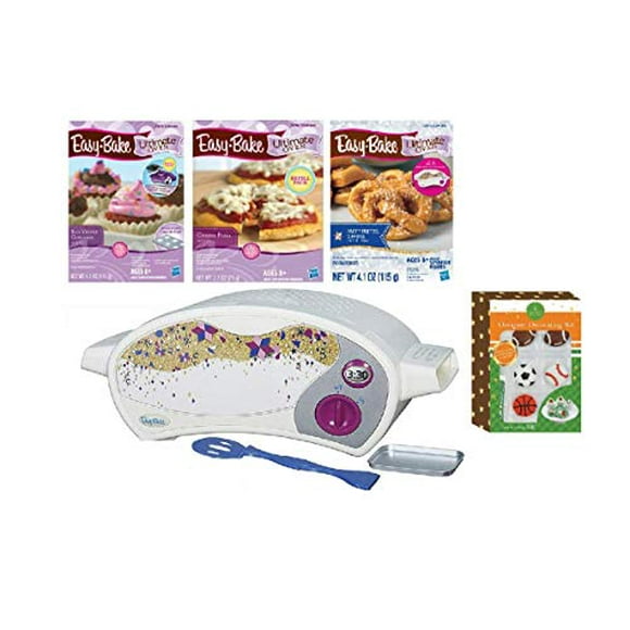 Easy Bake Oven Easy Bake Ultimate Oven Baking Bundle Baking Star Edition + Larger Size 13.8 Oz. Easy Bake 3-Pack Refill Mixes (Pizza, Pretzel and Red Velvet Cup Cakes) + Designer decorating kit
