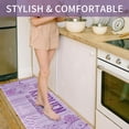 thumbnail image 4 of Farmhouse Rustic Kitchen Mats for Floor 2 Piece Set, Woodgrain Boho Floral Runner Area Rug Floor Mat, Abstract Lavender Purple Flower Farmhouse Kitchen Decor and Accessories, 17x30 and 17x47 Inches, 4 of 6