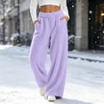 thumbnail image 2 of yillto Women's Wide Leg Fleece Lounge Pant Fuzzy Winter Cozy Warm Soft Sherpa Pajama Bottoms Sleepwear, 2 of 7