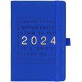 thumbnail image 1 of 2024 Planner Faux Leather Cover 12 Monthly Weekly Agenda Notebook with Elastic Closure Loop Series Agenda Notebook,BLUE,1pcs, 1 of 5