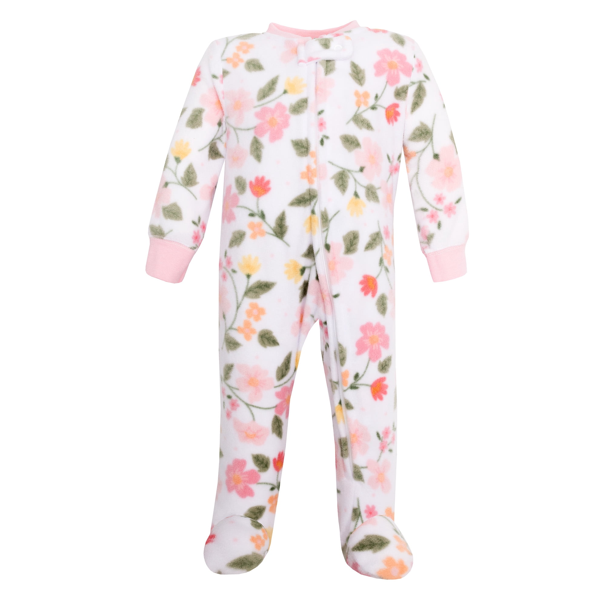 Hudson Baby Infant Girls Fleece Sleep and Play, Family Floral, 6-9 Months