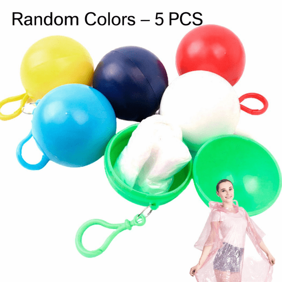 Portable Emergency Rain Poncho with Clip Case – Compact Travel Raincoat in Mini Ball Storage Box for Outdoor, Camping, Hiking