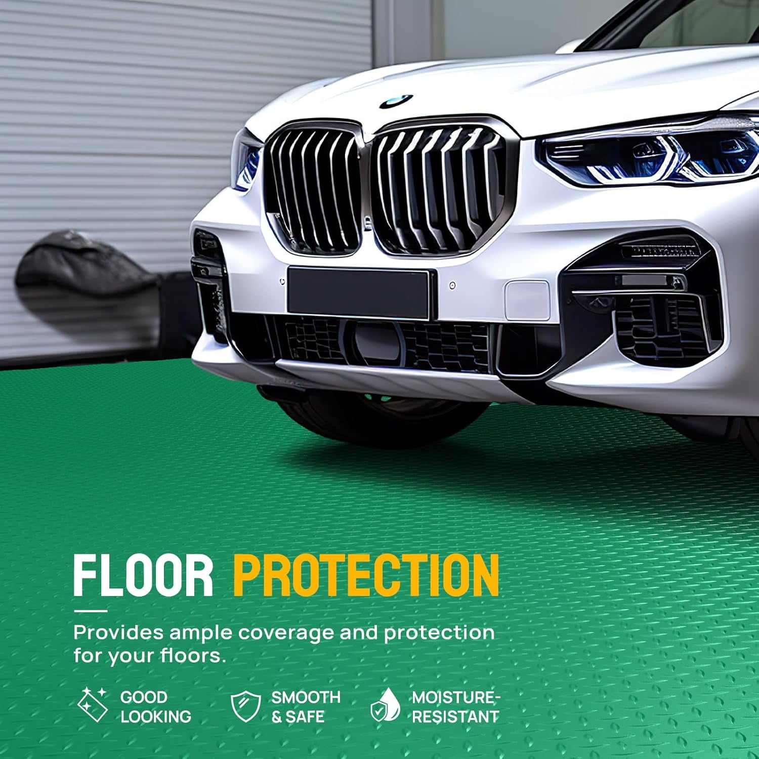 Ktaxon 7.5x17 FT Garage Floor Mat for Under Car,Thickened PVC Roll Floor mats，Waterproof Non Slip Parking Mat,Green