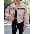 thumbnail image 4 of Womens Cropped Jacket Zip Up Oversized Utility Anorak Coat with Pockets Pink L, 4 of 8