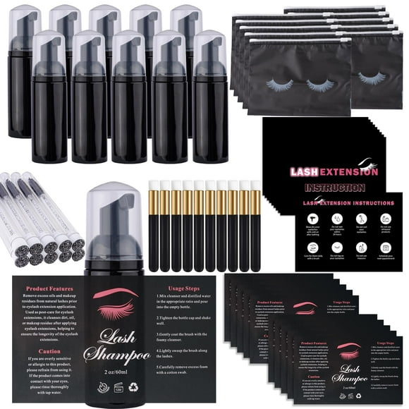 Kit de limpieza para extensiones de pestañas Uyolaxed con botellas y bolsa de 60 ml